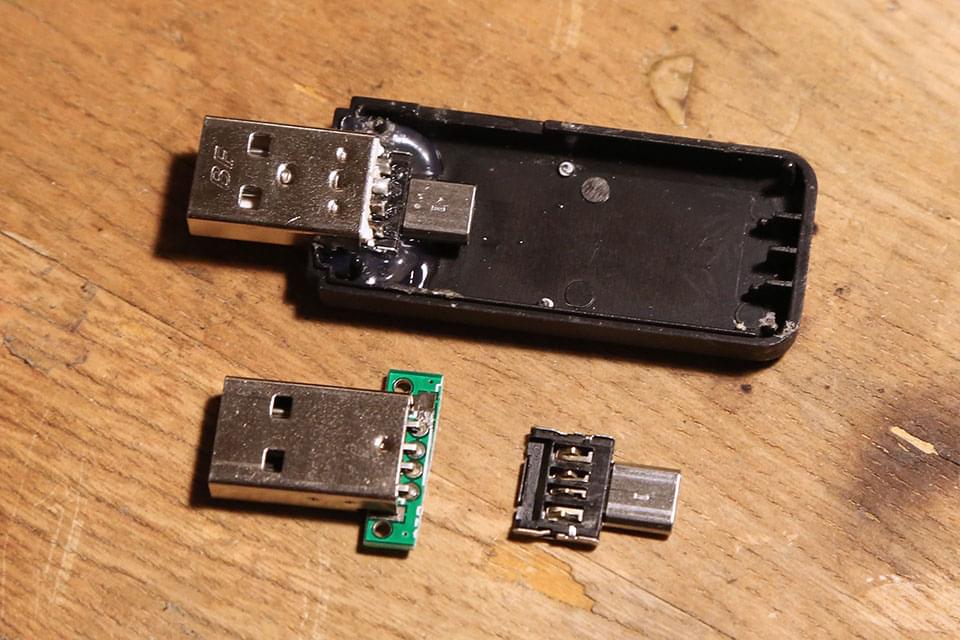 Showing the short USB adapter